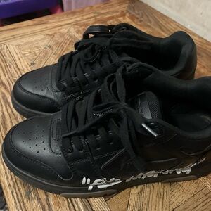 Off-White Black Sneakers with Textured Design